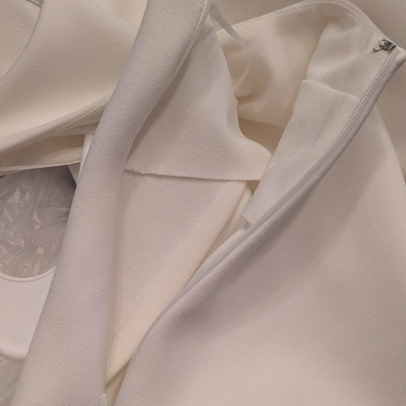 MISHA IDA ruched asymmetric midi dress, size 8 in ivory - Picture 9 of 16